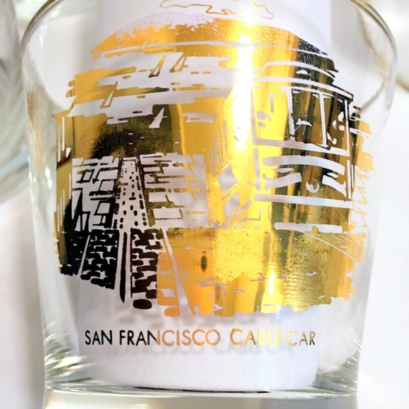 Glass Barware Ross Atkins SF CA Gold Print Set/5 - Picture 4 of 6